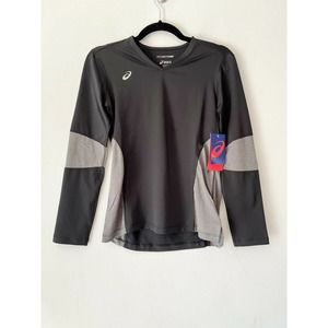 NWT Asics Black Youth Decoy Long Sleeve Athletic Moisture Wicking Tee Size Large